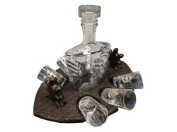 Набор для водки, Цвет прозрачный/золотистый, коричневый