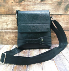 Мужская сумка (планшет), 18*5*23 см, отд. на молнии, наружный карман, длинный ремень, цв.черный