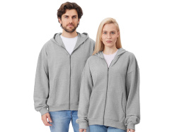 Толстовка оверсайз с капюшоном на молнии «Monaco», Размер XL-2XL, Цвет серый меланж