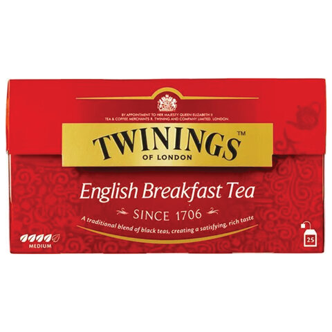 Чай TWININGS "English Breakfast", 25 пакетиков в конвертах по 2 г, БРИТАНИЯ, 12005