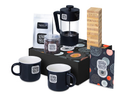Подарочный набор «Re:y. Together»  с френчпрессом, кружками и дженгой, Цвет черный