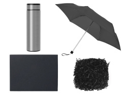 Подарочный набор с зонтом и термосом, Цвет серый