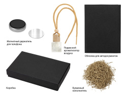 Подарочный набор с обложкой для автодокументов и магнитным держателем для телефона, Цвет черный