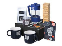 Подарочный набор «Re:y. Together»  с френчпрессом, кружками и дженгой, Цвет синий