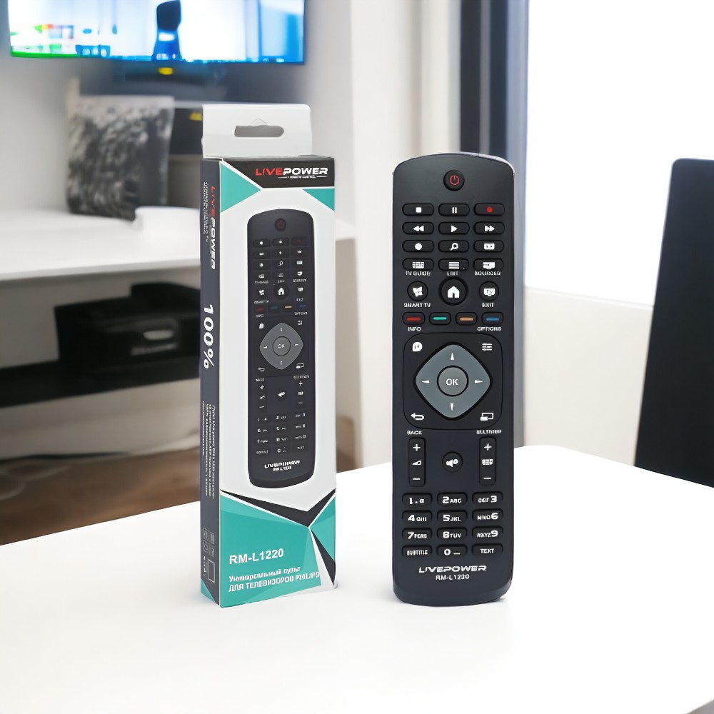 Пульт д/у универсальный RM-L1220 для телевизоров PHILIPS, IR интерфейс, радиус до 10 м, черный / Надежность и качество управления (арт: A3816) от 185 ₽ рублей оптом в Москве