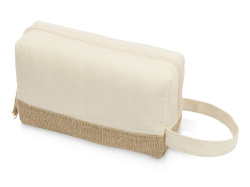 Косметичка «Jute» с ручкой из хлопка и джута, Цвет молочный