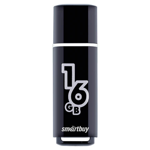 Флеш-диск 16 GB, SMARTBUY Glossy, USB 2.0, черный, SB16GBGS-K