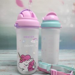 Пластиковая бутылка для воды и соков с трубочкой "Единорог" Unicorn. Поильник - непроливайка, 500 мл