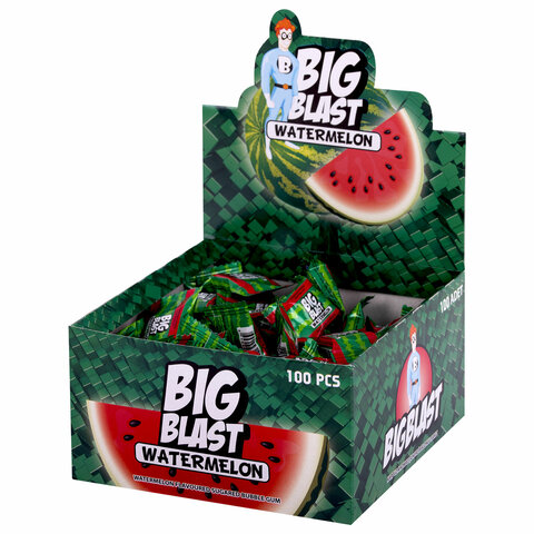 Жевательная резинка BIGBLAST со вкусом арбуза, 100 шт. по 4 г в шоу-боксе, ТУРЦИЯ, УТ-00002282