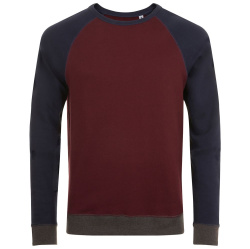 Толстовка унисекс Sandro, бордовая с темно-синим, XS–3XL