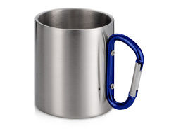 Кружка из стали с ручкой-карабином «Elbrus», Цвет серебристый, синий