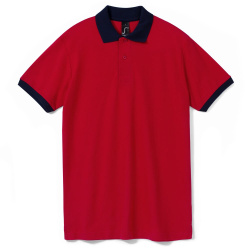 Рубашка поло Prince 190, красная с темно-синим, XS–XXL