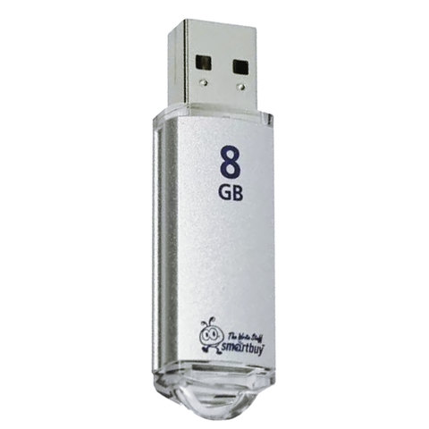 Флеш-диск 8 GB, SMARTBUY V-Cut, USB 2.0, металлический корпус, серебристый, SB8GBVC-S