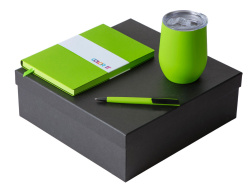 Подарочный набор "Color it" с блокнотом, пластиковой ручкой и термокружкой, Размер гибкая обложка, Цвет зеленое яблоко