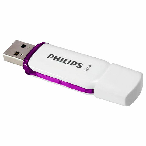 Флеш-диск 64 GB PHILIPS SNOW, разъем USB 2.0, фиолетовый, FM64FD70B/97