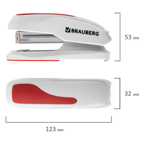 Степлер №24/6, 26/6 BRAUBERG "Extra", до 30 листов, серо-красный, 229088