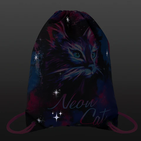 Мешок для обуви BRAUBERG PREMIUM, карман, подкладка, светоотражайка, 43х33 см, "Neon cat", 271621