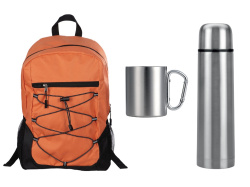 Набор туриста с термосом и кружкой в рюкзаке, Цвет оранжевый