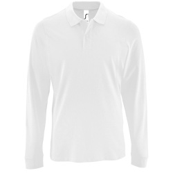 Рубашка поло мужская с длинным рукавом Perfect LSL Men, белая, S–3XL