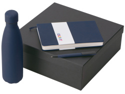 Подарочный набор «COLOR IT» c блокнотом, ручкой и термобутылкой, Размер твердая обложка, Цвет темно-синий