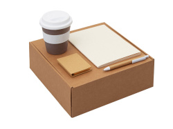 Набор «Halm» с блокнотом, ручкой и стаканом, Цвет белый, бежевый, коричневый, серый