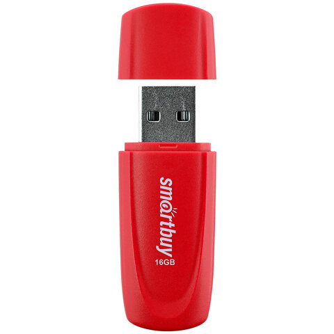 Флеш-диск 16 GB SMARTBUY Scout USB 2.0, красный, SB016GB2SCR