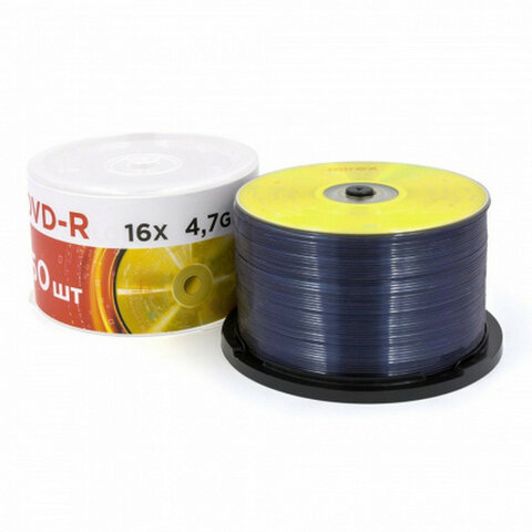 Диски DVD-R MIREX, 4,7 Гб 16x Cake Box (упаковка на шпиле), КОМПЛЕКТ 50 шт,UL130003A1, UL130003A1B