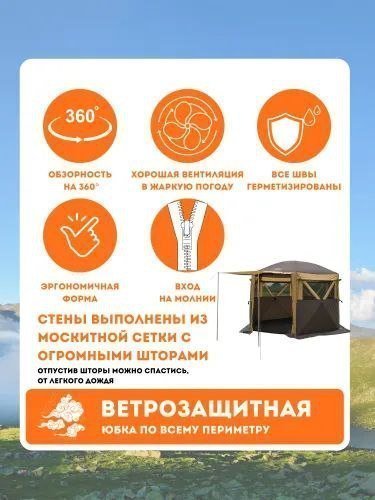 Шестиугольный шатер - палатка для туризма и отдыха