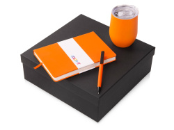 Подарочный набор "COLOR IT" c блокнотом, ручкой и термокружкой, Размер магнитная обложка, Цвет оранжевый