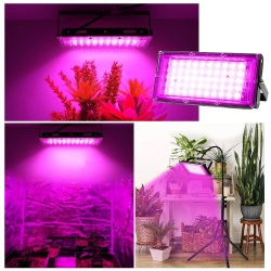 Фитопрожектор светодиодный Plant grow light 50 Вт, IP66, 220 В, 50 LED ламп, 19.50 х 9.50 см. Фитолампа