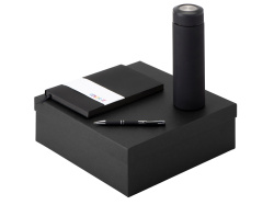 Подарочный набор "Color it" с блокнотом, металлической ручкой и термосом, Размер гибкая обложка, Цвет черный