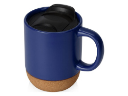 Кружка с пробковым дном и крышкой «Denpasar», Цвет синий матовый
