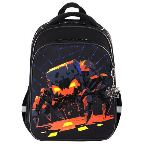 Ранец BRAUBERG QUADRO, 3 отделения, с брелком, Fire spider, 37х28х18 см, 273106