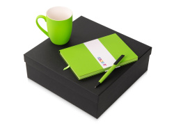Подарочный набор «COLOR IT» c блокнотом, ручкой и кружкой, Размер гибкая обложка, Цвет зеленое яблоко