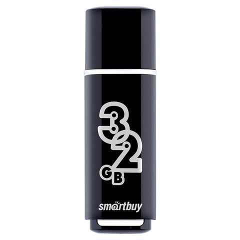 Флеш-диск 32 GB, SMARTBUY Glossy, USB 2.0, черный, SB32GBGS-K
