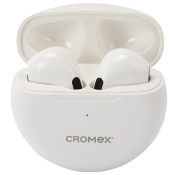 Наушники беспроводные TWS вкладыши с микрофоном CROMEX (КРОМЕКС) EP-T28W, Bluetooth 5.4, белые, 514121