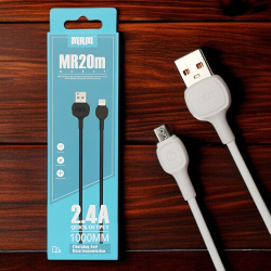 Кабель USB MRM MR20m USB-Micro, длина 1000мм, ток 2.4А, белый / Быстрая зарядка и передача данных