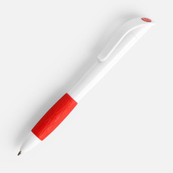 Ручка шариковая Grip, белая с красным, 13,2х1,1 см