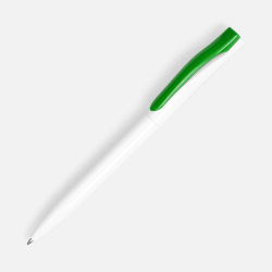 Ручка шариковая Pin, белая с зеленым, 14,5х1,0 см