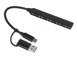 USB-хаб «Link» с коннектором 2-в-1 USB-C и USB-A, 2.0/3.0, Цвет черный