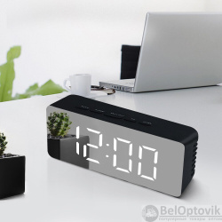 Настольные зеркальные LED-часы YQ-719 (часы, будильник, термометр, календарь)