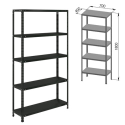 Стеллаж металлический BRABIX "ГРАФИТ MS KD-180/40/70-5", лофт, 1800х700х400 мм, 5 полок, 291268, S240BR124593