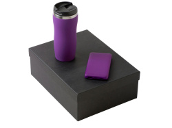 Подарочный набор "COLOR IT" c термокружкой и повербанком, Размер 10000 mAh, Цвет фиолетовый