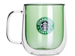 Кружка с двойными стенками «Ubud» с тампопечатью, Цвет зеленый прозрачный