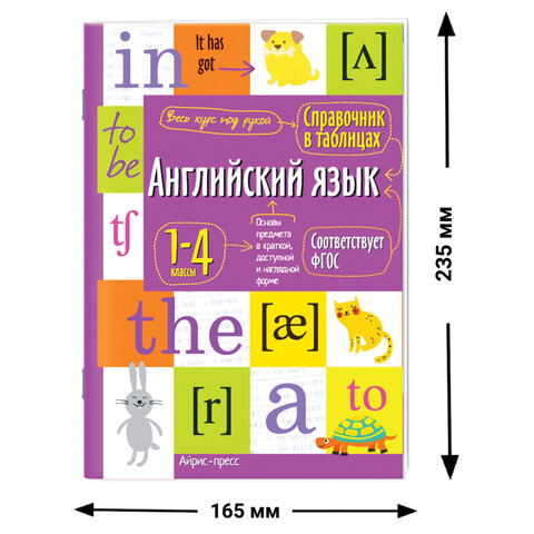 Справочник в таблицах "Английский язык. 1-4 класс", 16х23,5 см, 48 стр., АП, 27544