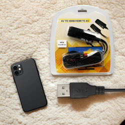 Кабель конвертер H74 AV (F) to HDMI (M) euro composite / Переходник для подключения AV к HDMI