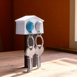 Брелок Mini Duo Sparrow белый с голубым / Экоупаковка