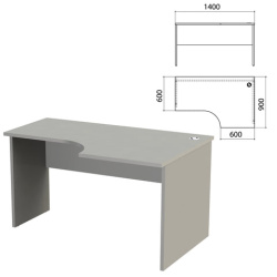 Стол письменный эргономичный "Этюд", 1400х900х750 мм, правый, серый (КОМПЛЕКТ)