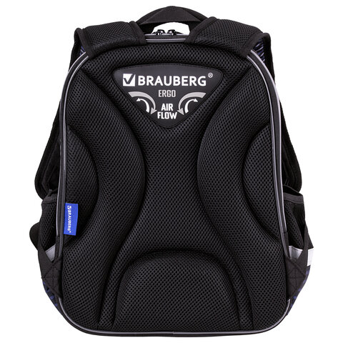 Ранец BRAUBERG QUADRO, 3 отделения, с брелоком, "Sport car", LED-ЛАМПОЧКИ, 37х28х18 см, 271359