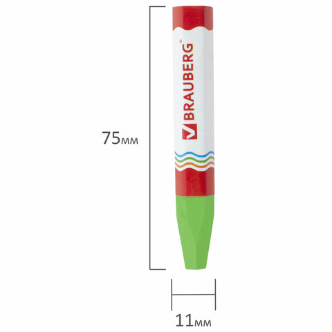 Восковые мелки утолщенные BRAUBERG "АКАДЕМИЯ", НАБОР 6 цветов, на масляной основе, яркие цвета, 227294